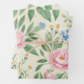Feuille De Papier Cadeau Flat Wrap Classic Spring Floral Wrapping Sheets (En situation)
