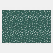 Feuille De Papier Cadeau Flèches de neige - Blanc sur vert (Devant 3)