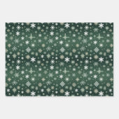 Feuille De Papier Cadeau Flèches de neige - Blanc sur vert (Devant 2)