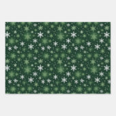 Feuille De Papier Cadeau Flèches de neige - Blanc sur vert (Devant)