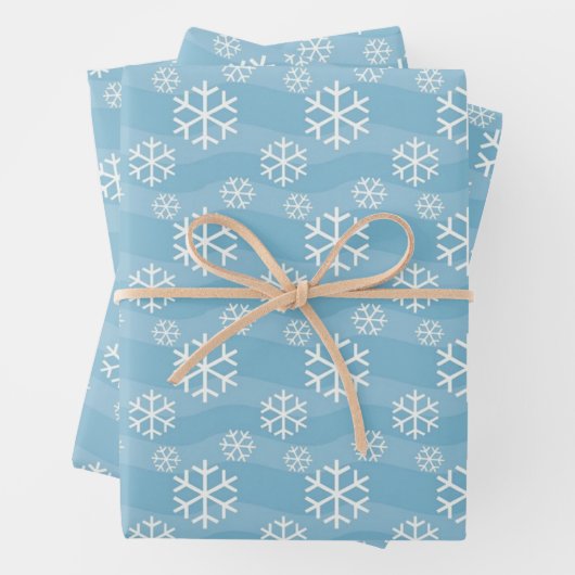 Feuille De Papier Cadeau Flèches de neige de Noël blanc Abstrait bleu (En situation)