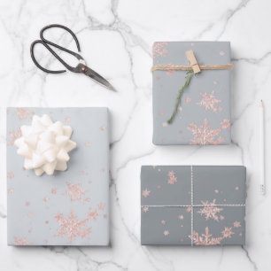 Feuille De Papier Cadeau Flèches De Neige Roses Vides Tons Gris