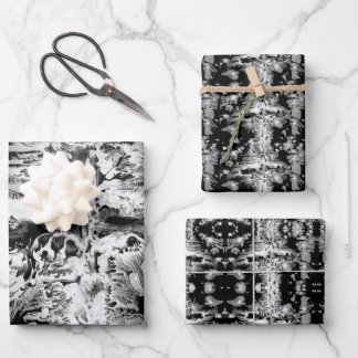 Feuille De Papier Cadeau Flèches de peinture noir + blanc