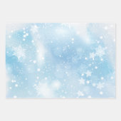 Feuille De Papier Cadeau Flèches, neige, étoiles, ciel d'hiver bleu (Devant 2)
