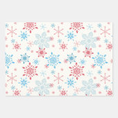 Feuille De Papier Cadeau Flèches, neige, étoiles, ciel d'hiver bleu (Devant)