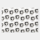 Feuille De Papier Cadeau Fleur blanche, noire et or (Devant 2)