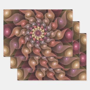 Feuille De Papier Cadeau Fleur brillante surréaliste Art Abstrait fractal m