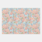 Feuille De Papier Cadeau Fleur chic rose et bleu shabby (Devant 3)