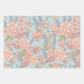 Feuille De Papier Cadeau Fleur chic rose et bleu shabby (Devant)