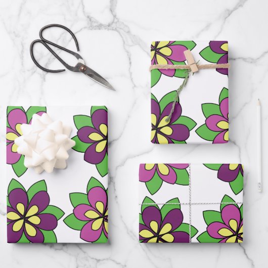 Feuille De Papier Cadeau Fleur de clématite pourpre (Recto)