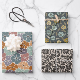 Feuille De Papier Cadeau Fleur de Daisy Rétro