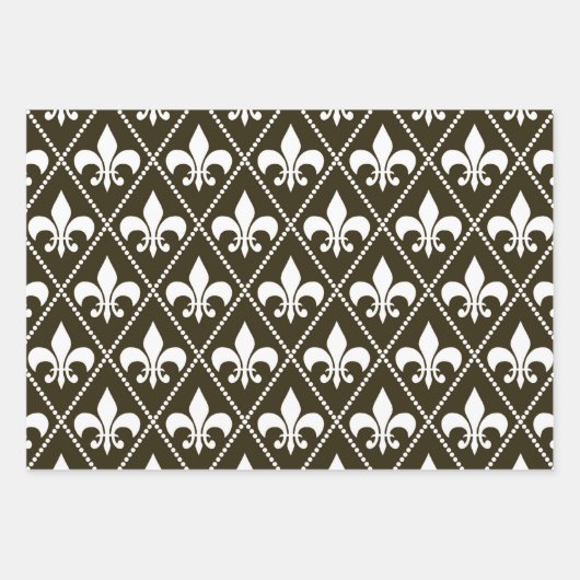 Feuille De Papier Cadeau Fleur de Lis au chocolat (Devant)