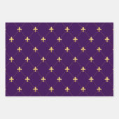 Feuille De Papier Cadeau Fleur-de-Lis Or sur violet foncé (Devant 2)