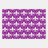 Feuille De Papier Cadeau Fleur de Lis violet profond (Devant)