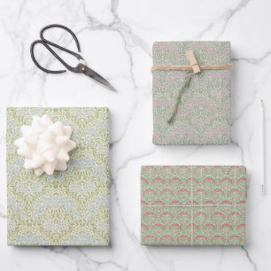 Feuille De Papier Cadeau Fleur de Morris Michaelmas Daisy Fleurs Bleu Rouge