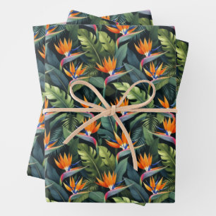 Feuille De Papier Cadeau Fleur de Paradis Motif