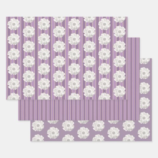 Feuille De Papier Cadeau Fleur de perles blanches (Lot)