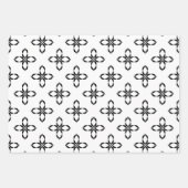 Feuille De Papier Cadeau Fleur de pingouin noir et blanc (Devant 3)