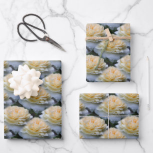 Feuille De Papier Cadeau Fleur de rose jaune doux Nature Motif  