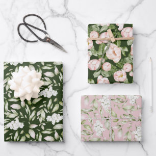 Feuille De Papier Cadeau Fleur d'orchidée rose noire rose pastel