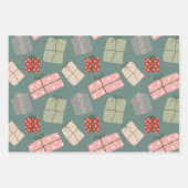 Feuille De Papier Cadeau Fleur et cadeaux de Noël Mélange de 3 (Devant 2)