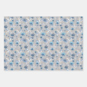 Feuille De Papier Cadeau Fleur fleurie gris rose violet fleurs florales (Devant 2)