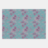 Feuille De Papier Cadeau Fleur Lilac et violet sur bleu (Devant)