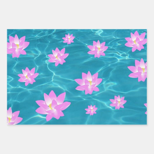 Feuille De Papier Cadeau Fleur Lotus (Devant 3)