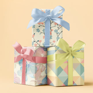 Feuille De Papier Cadeau Fleur pastel géométrique printemps