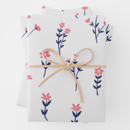 Feuille De Papier Cadeau Fleur Printemps florissant Floral sans joint (En situation)