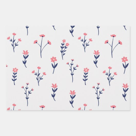 Feuille De Papier Cadeau Fleur Printemps florissant Floral sans joint (Devant)