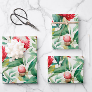 Feuille De Papier Cadeau Fleur Protea autochtone australienne