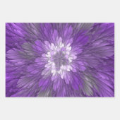 Feuille De Papier Cadeau Fleur psychédélique violette Abstraite Fractal Art (Devant)