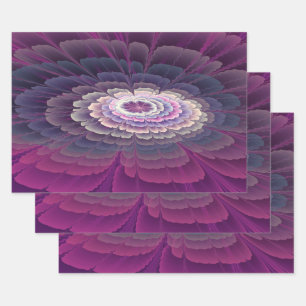 Feuille De Papier Cadeau Fleur rayante Coloré Abstrait Fractal Art