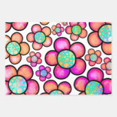 Feuille De Papier Cadeau Fleur rétro funky (Devant 3)