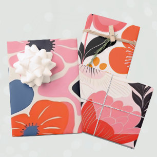 Feuille De Papier Cadeau Fleur Retro Peony