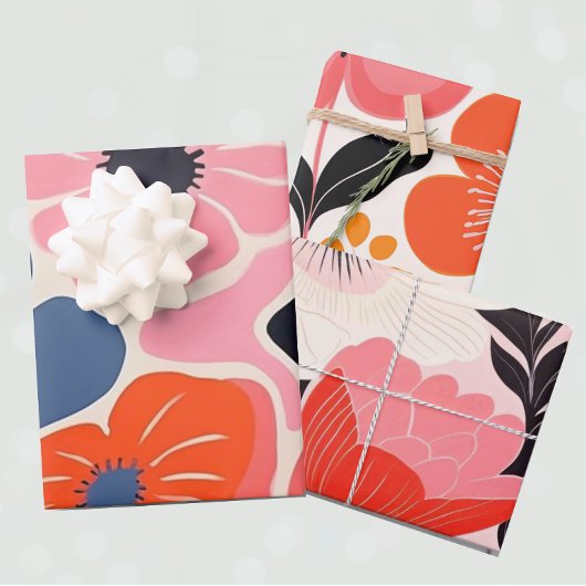 Feuille De Papier Cadeau Fleur Retro Peony