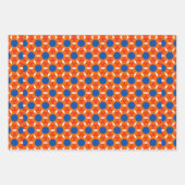 Feuille De Papier Cadeau Fleur ronde étoile rétro bleu orange (Devant)