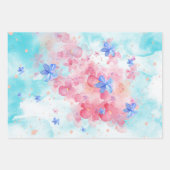 Feuille De Papier Cadeau Fleur rose bleue motif découpage élégant (Devant 2)