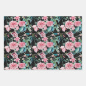 Feuille De Papier Cadeau Fleur rose rose Aquarelle Peinture Art Rose (Devant 3)