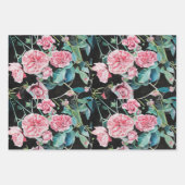 Feuille De Papier Cadeau Fleur rose rose Aquarelle Peinture Art Rose (Devant)