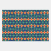 Feuille De Papier Cadeau Fleur safran Marine Orange et Vert Floral (Devant 3)