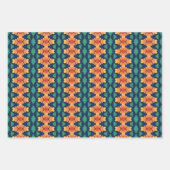 Feuille De Papier Cadeau Fleur safran Marine Orange et Vert Floral (Devant)