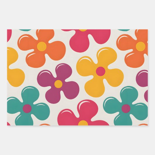 Feuille De Papier Cadeau Fleuris Funky (Devant)