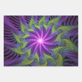 Feuille De Papier Cadeau Fleuron vert violet Art Abstrait fractal moderne (Devant)