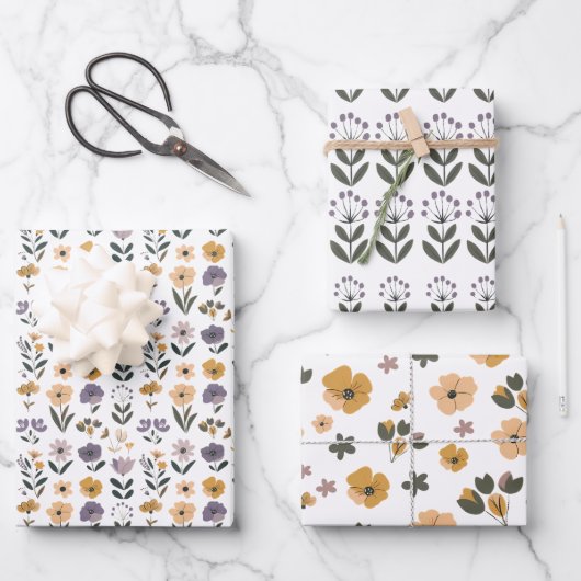 Feuille De Papier Cadeau Fleurs (Recto)