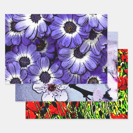 Feuille De Papier Cadeau Fleurs (Lot)