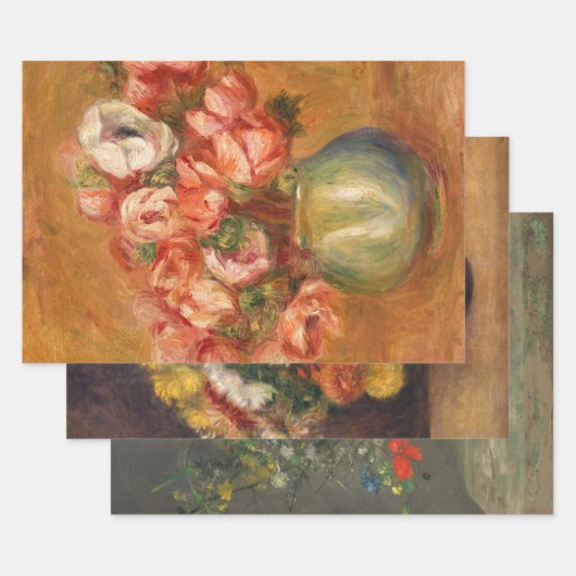 Feuille De Papier Cadeau Fleurs (1) Trio Découpage Set par Auguste Renoir (Lot)