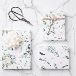 Feuille De Papier Cadeau Fleurs à feuillage persistant et en coton Élégant