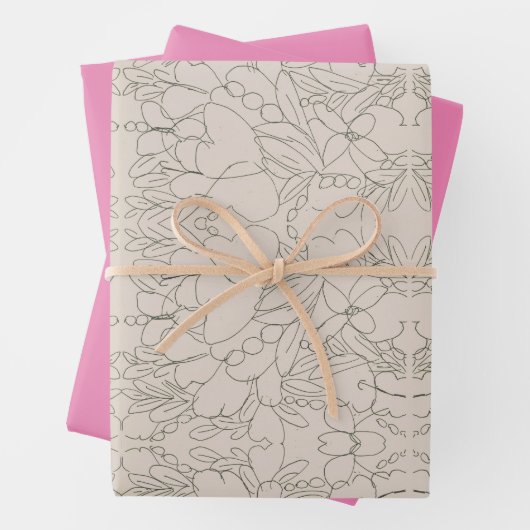 Feuille De Papier Cadeau Fleurs abondantes   (En situation)
